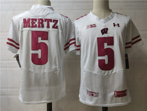 Wisconsin Badgers #5 Mertz College Football Jersey White