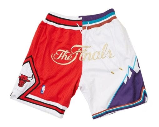 1997 NBA Finals Bulls Jazz Shorts Red White Shorts All Stitched