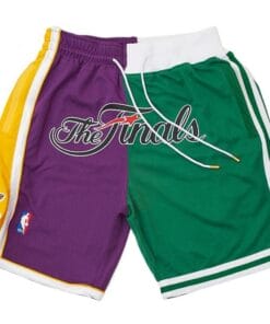 2008 NBA Finals Lakers Celtics Purple Green Shorts All Stitched