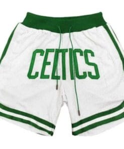 Boston Celtics WHITE Shorts All Stitched