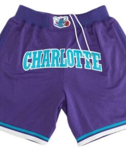 Charlotte Hornets Shorts PURPLE Shorts All Stitched