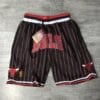 Mens Black Strip Bulls Shorts All Stitched