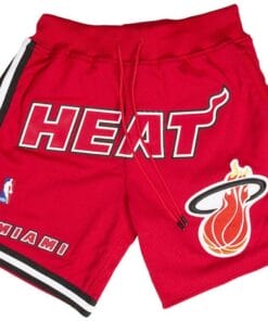Miami Heat Shorts Red All Stitched