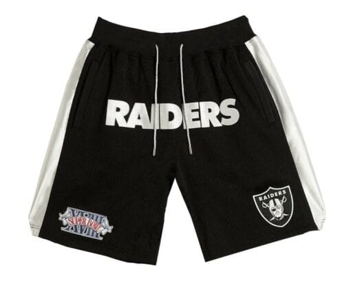 Raiders Black Shorts All Stitched