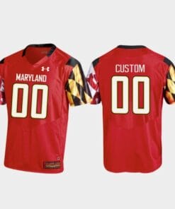 Custom Maryland Terrapins Jersey Name and Number College Football Replica Under Armour Red Jersey