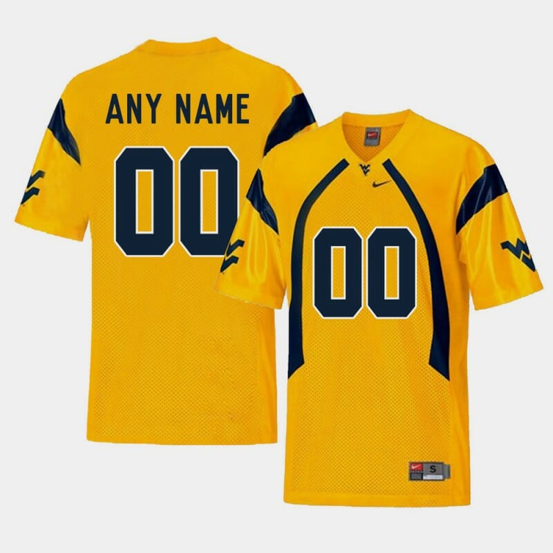 Custom West Virginia Football Jersey Name and Number Gold College Replica