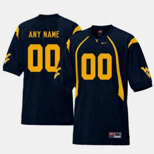 West Virginia Mountaineers Custom Jersey Name and Number Navy College Football Replica