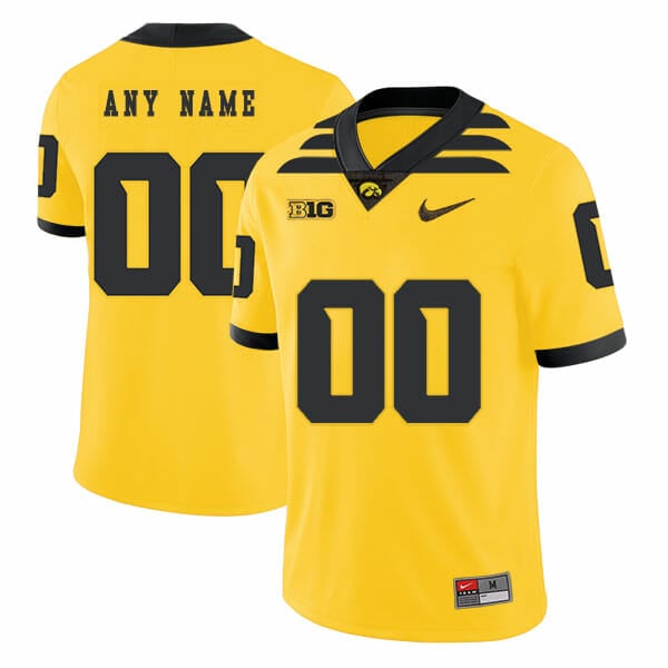 Custom Iowa Hawkeye Jersey Name and Number College Football Jersey Yellow