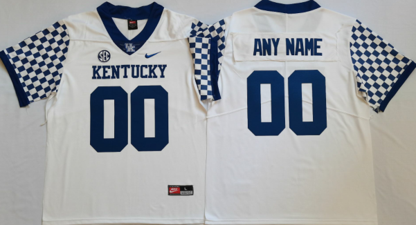 Custom Kentucky Football Jersey Name and Number Football Jersey White
