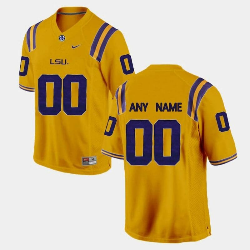 LSU Football Jersey Custom Name and Number NCAA Football Jerseys Yellow