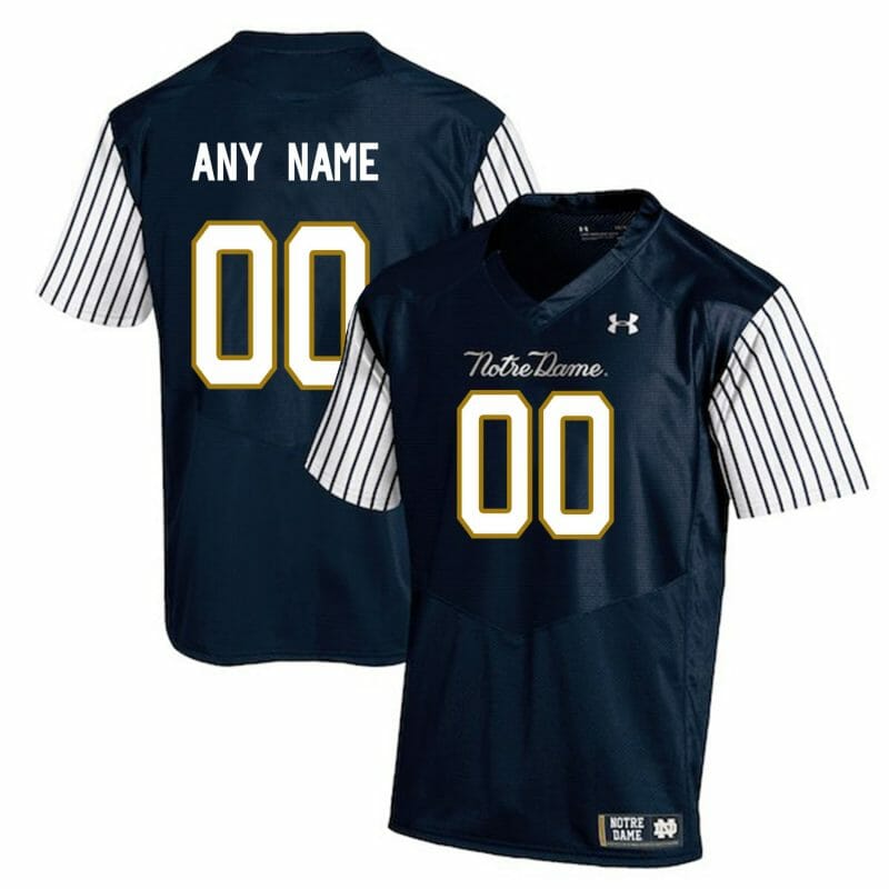 Custom Notre Dame Jersey Name And Number Football Blue Stripe