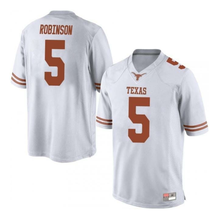 Texas Longhorns #5 Bijan Robinson Jersey College Football White
