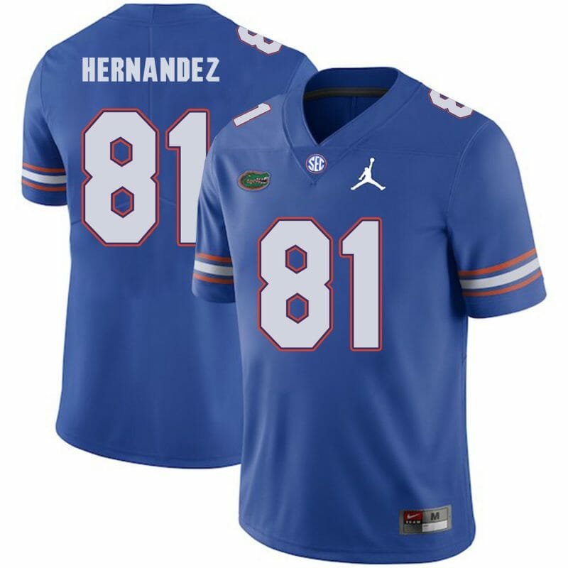 Florida Gators #81 Aaron Hernandez Jersey NCAA Football Blue Logo Patch