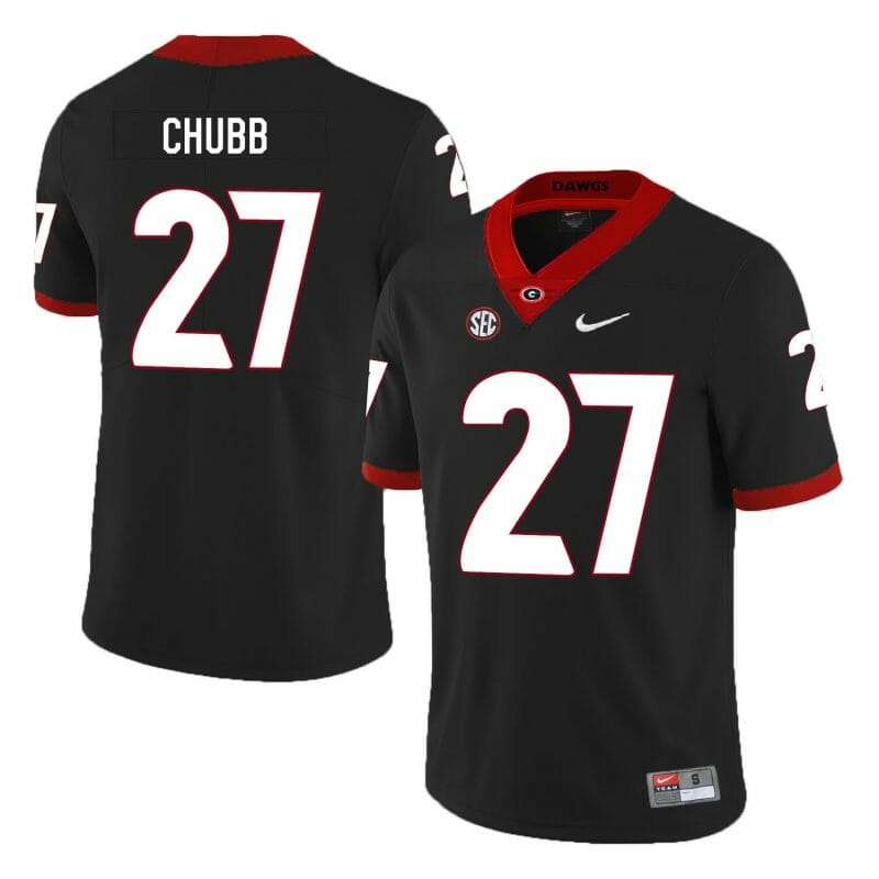 Georgia Bulldogs #27 Nick Chubb Jersey College Football Black
