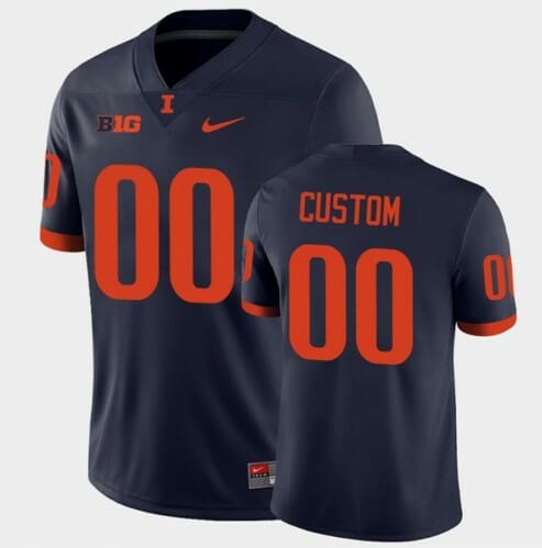 Custom Illinois Fighting Jersey Name and Number Navy College Football