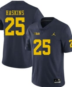 Michigan Wolverines #25 Hassan Haskins Jersey Navy College Football