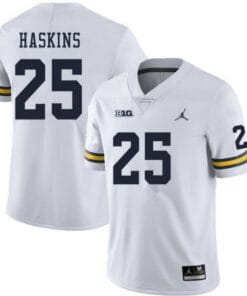 Michigan Wolverines #25 Hassan Haskins Jersey White College Football