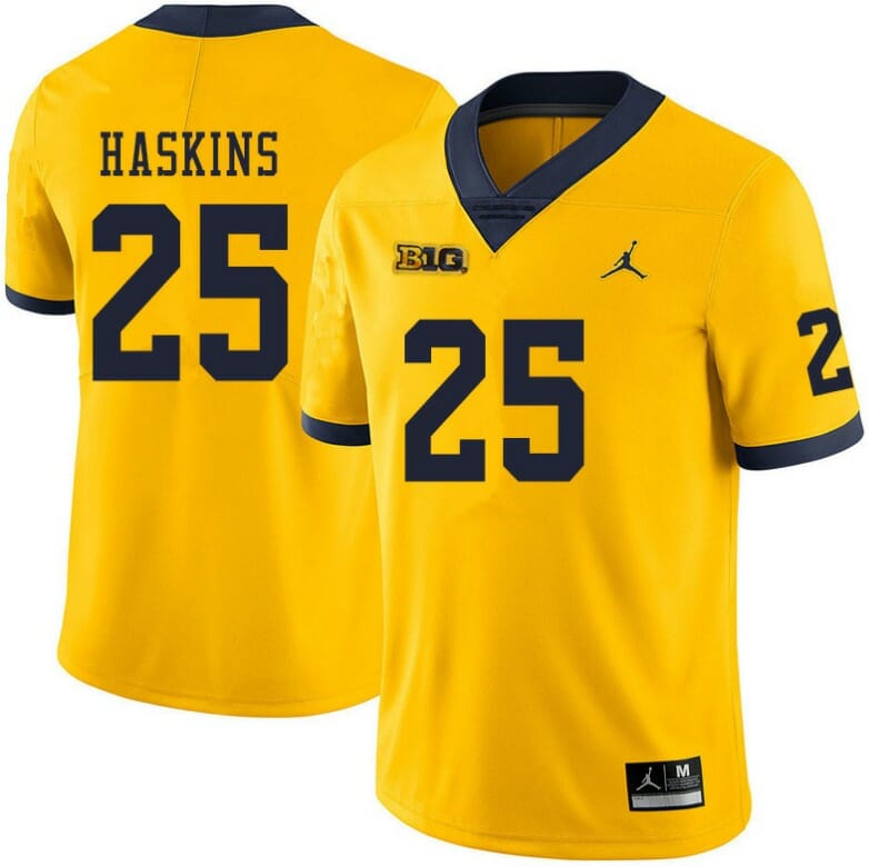 Michigan Wolverines #25 Hassan Haskins Jersey Yellow College Football