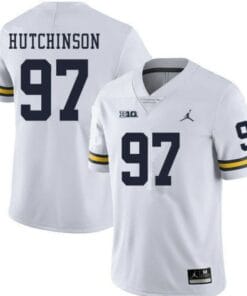 Michigan Wolverines #97 Aidan Hutchinson Jersey White College Football