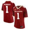 Oklahoma Sooners #1 Kyler Murray Jersey Football Chai Pattern Dark Red