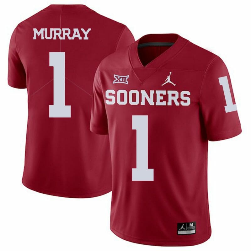 Oklahoma Sooners #1 Kyler Murray Jersey Football Dark Red