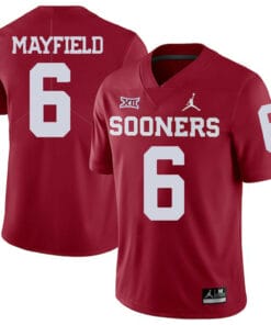 Oklahoma Sooners #6 Baker Mayfield Jersey Football Dark Red