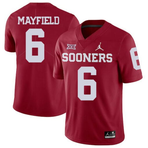 Oklahoma Sooners #6 Baker Mayfield Jersey Football Dark Red