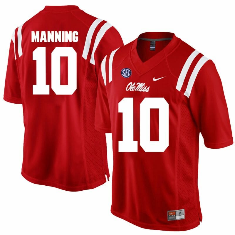 Ole Miss Rebels #10 Eli Manning Jersey Red NCAA College Football