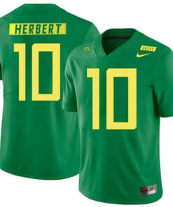 Oregon Ducks #10 Justin Herbert Jersey College Football Green