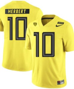 Oregon Ducks #10 Justin Herbert Jersey College Football Yellow