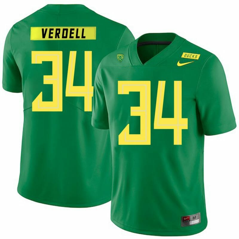 Oregon Ducks #34 CJ Verdell Jersey College Football Green