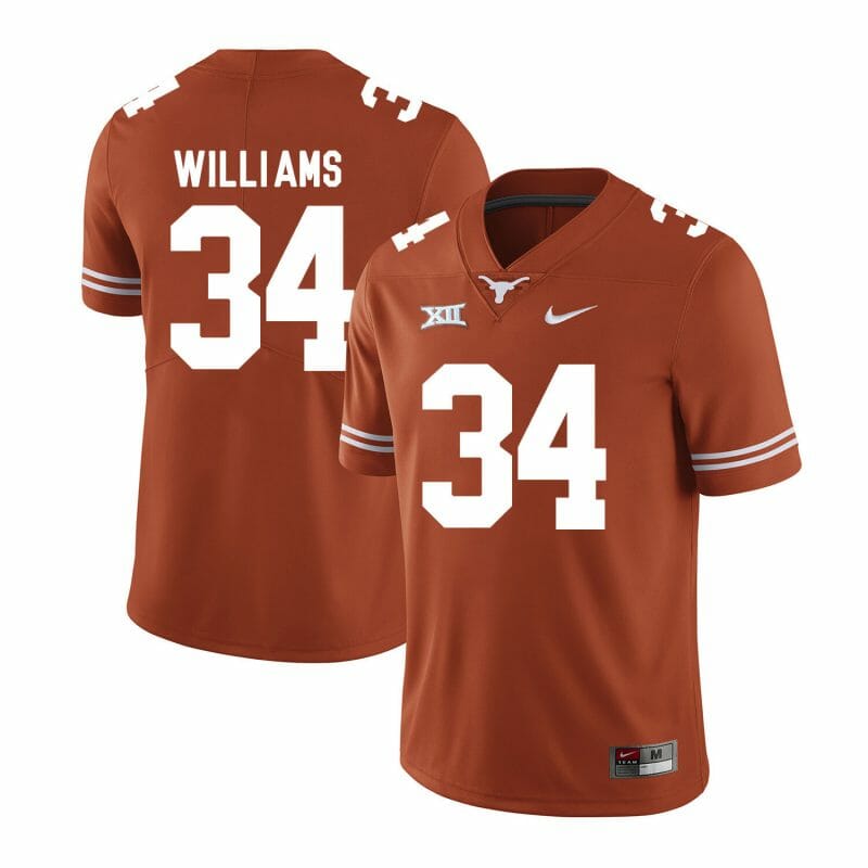 Texas Longhorns #34 Ricky Williams Jersey College Football Dark Orange XII Patch