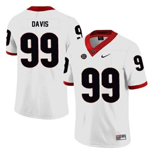 Georgia Bulldogs #99 Jordan Davis Jersey White College Football NCAA