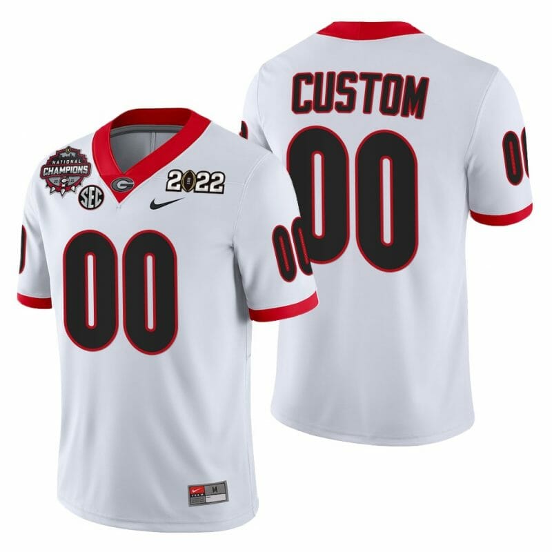 Custom Georgia Bulldogs Jersey 2021-22 CFP National Champions White 00 Jersey
