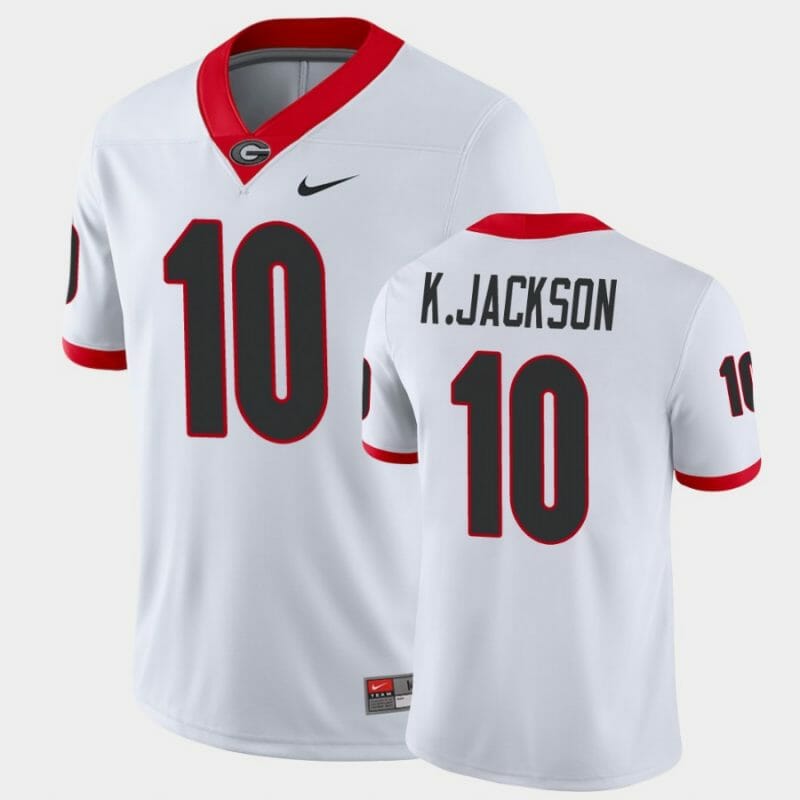 Georgia Bulldogs #10 Kearis Jackson Jersey White Game College Football Jersey