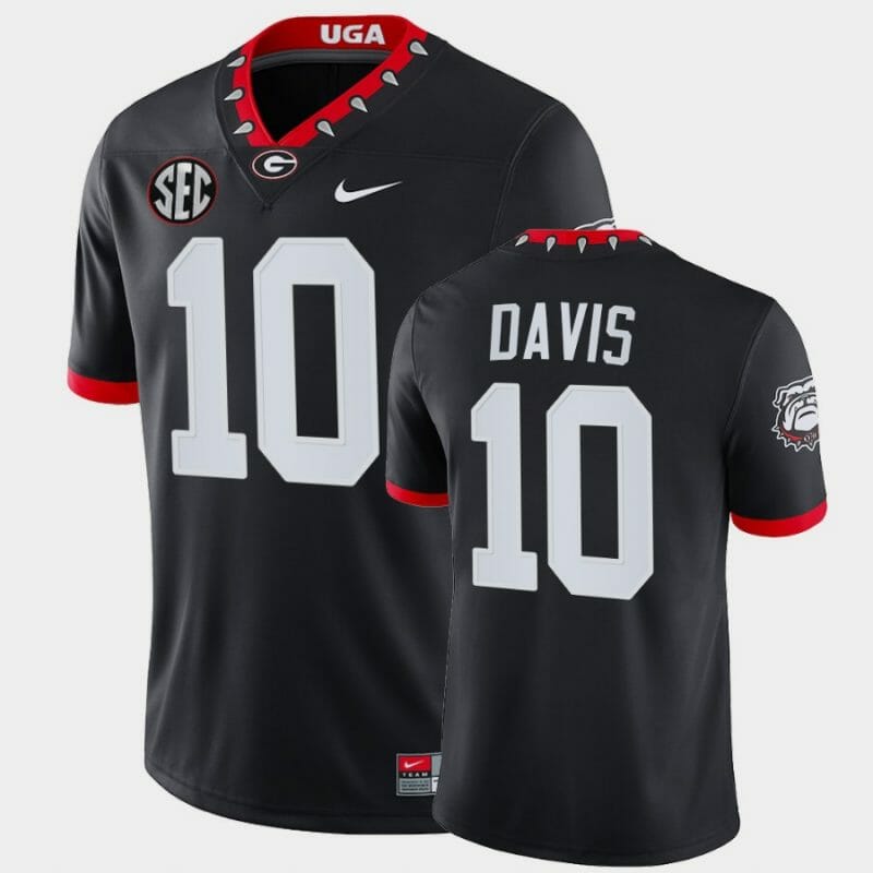 Georgia Bulldogs #10 Thomas Davis Jersey Black Mascot 100th Anniversary Alumni Jersey