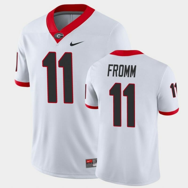 Georgia Bulldogs #11 Jake Fromm Jersey White Game College Football Jersey