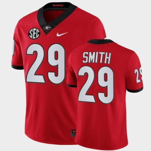 Georgia Bulldogs #29 Christopher Smith Jersey Red College Football Game Jersey