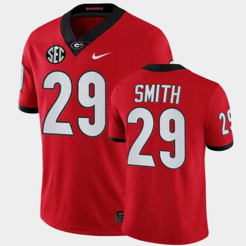 Georgia Bulldogs #29 Christopher Smith Jersey Red College Football Game Jersey