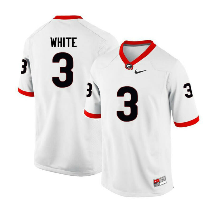 Georgia Bulldogs #3 Zamir White Jersey College Football Jersey White