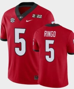 Georgia Bulldogs #5 Kelee Ringo Jersey Red 2021 National Champions Game Jersey