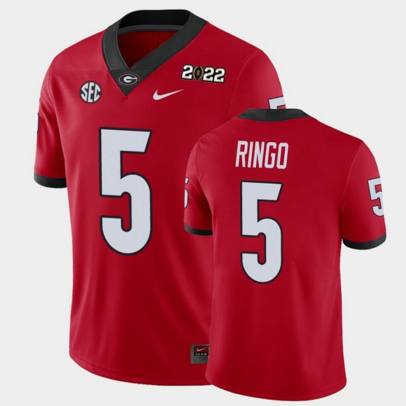 Georgia Bulldogs #5 Kelee Ringo Jersey Red 2021 National Champions Game Jersey