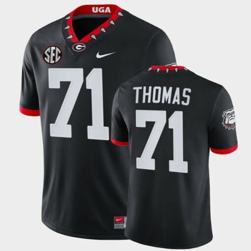 Georgia Bulldogs #71 Andrew Thomas Jersey Black Mascot 100th Anniversary Alumni Jersey