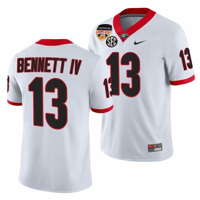 Stetson Bennett Jersey Georgia Bulldogs 2021 Orange Bowl White 100th Anniversary #13