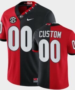 Custom Georgia Bulldogs Jersey Red Black Split Edition Mascot 100th Anniversary