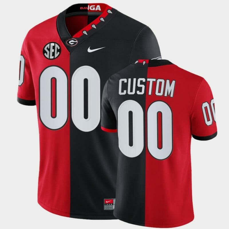 Custom Georgia Bulldogs Jersey Red Black Split Edition Mascot 100th Anniversary