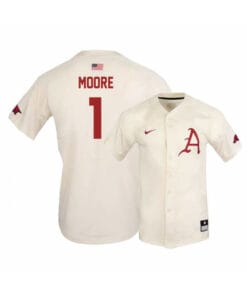Arkansas Razorbacks 1 Robert Moore White Elite Baseball Jersey