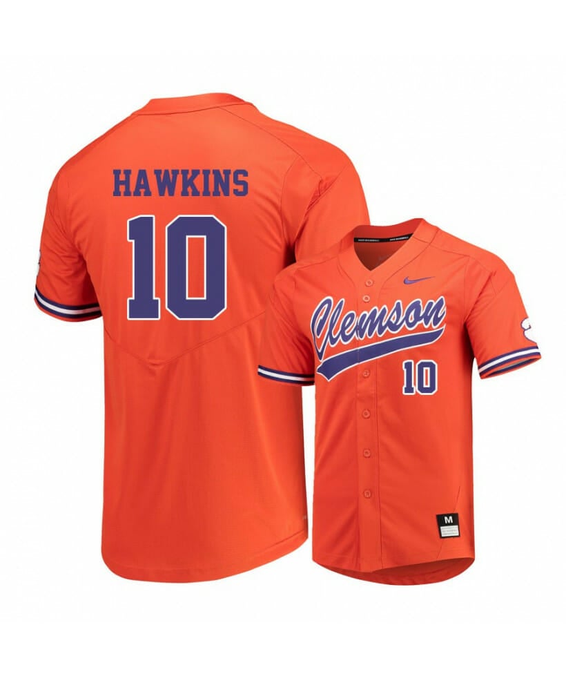 Clemson Tigers 10 Bryar Hawkins Orange Elite College Baseball Jersey
