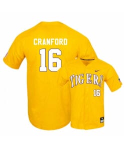 LSU Tigers 16 Collier Cranford Yellow Elite College Baseball Jersey