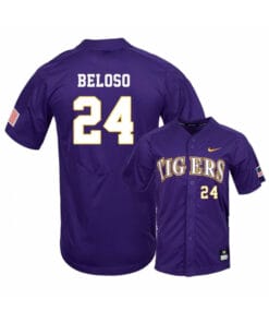 LSU Tigers 24 Cade Beloso Purple Elite College Baseball Jersey